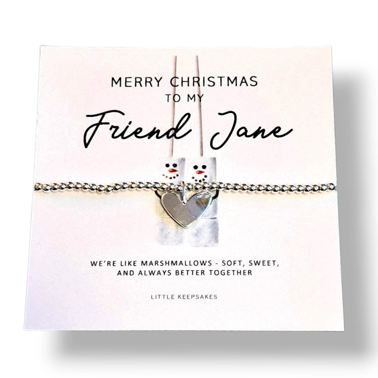 Christmas Gift Bracelet – Funny Marshmallow Silver-Plated Bracelet – Cute Christmas Gift for Best Friend, Sister, Mum, Daughter Personalised