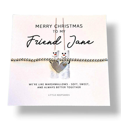 Christmas Gift Bracelet – Funny Marshmallow Silver-Plated Bracelet – Cute Christmas Gift for Best Friend, Sister, Mum, Daughter Personalised
