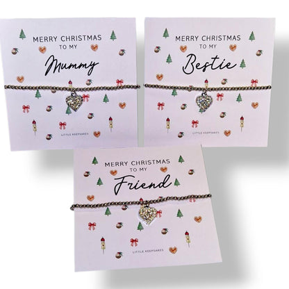 Merry Christmas  Diamante Wish Bracelet – Mu, friend, sister, bestie colleague, Stocking Filler, Secret Santa, Gift for Her