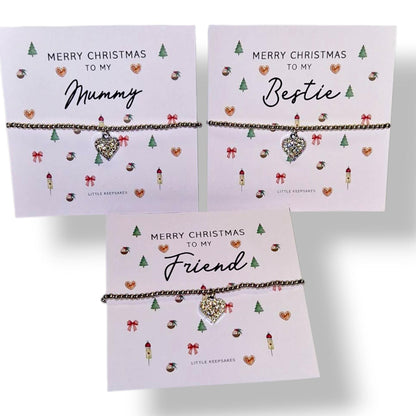 Merry Christmas  Diamante Wish Bracelet – Mu, friend, sister, bestie colleague, Stocking Filler, Secret Santa, Gift for Her