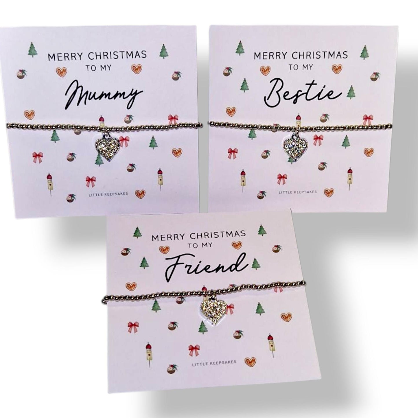 Merry Christmas  Diamante Wish Bracelet – Mu, friend, sister, bestie colleague, Stocking Filler, Secret Santa, Gift for Her