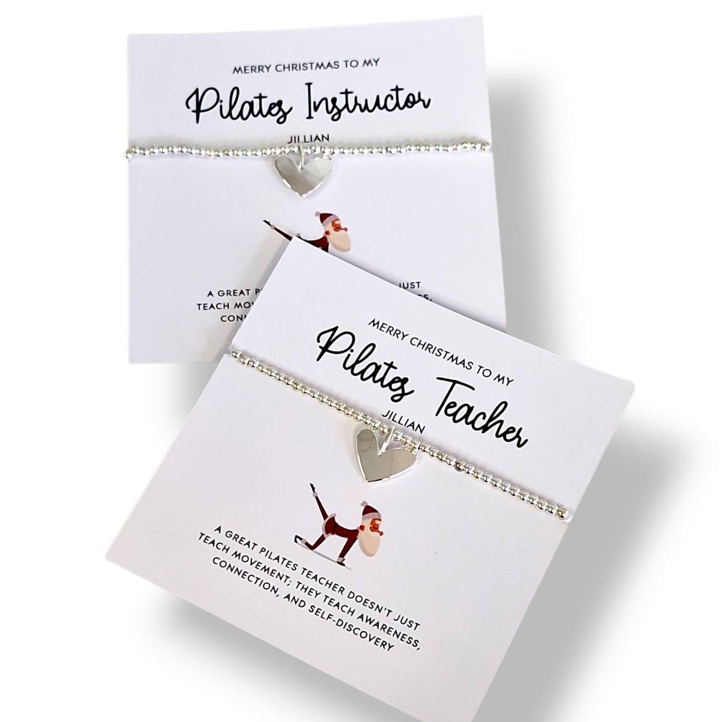 Pilates Teacher, Instructor I Christmas Gift | Silver Bracelet I Encouragement I Fun Gift I Thank you I Quote I Personalised