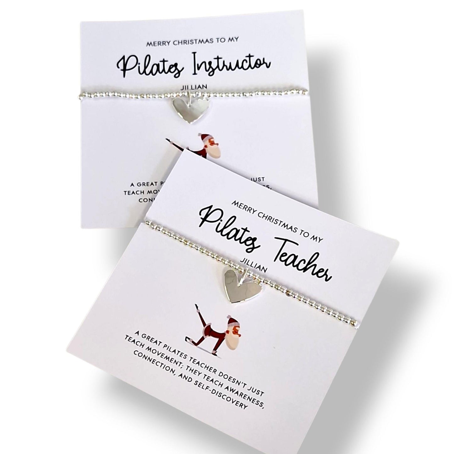 Pilates Teacher, Instructor I Christmas Gift | Silver Bracelet I Encouragement I Fun Gift I Thank you I Quote I Personalised