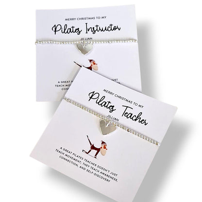 Pilates Teacher, Instructor I Christmas Gift | Silver Bracelet I Encouragement I Fun Gift I Thank you I Quote I Personalised