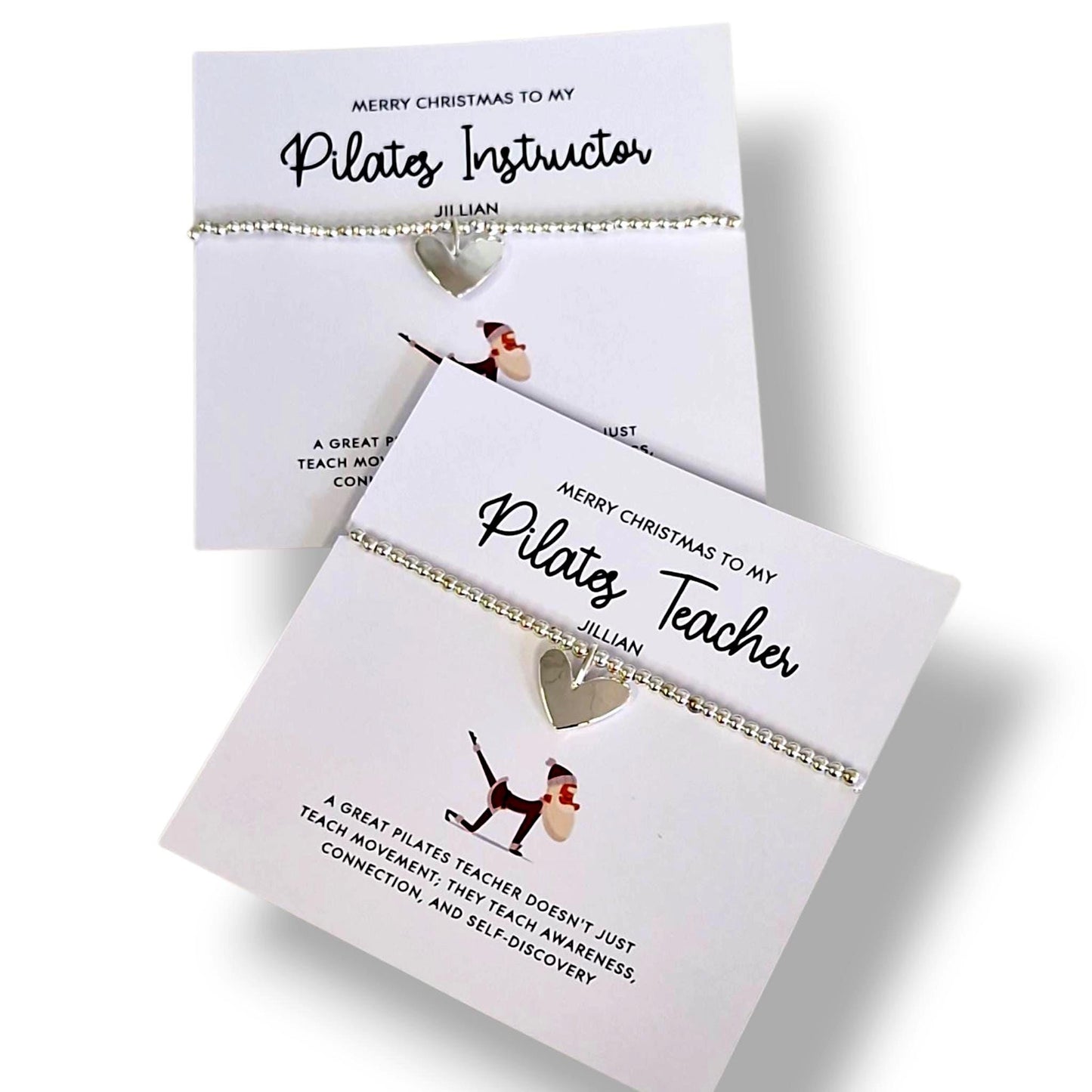 Pilates Teacher, Instructor I Christmas Gift | Silver Bracelet I Encouragement I Fun Gift I Thank you I Quote I Personalised