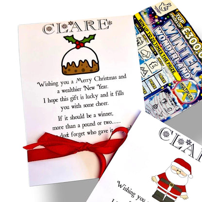 Personalised Novelty Christmas Lottery Ticket Holders -Scratch Card -Gift Card Holder I Table Decoration I Cracker alternative I Funny -P99
