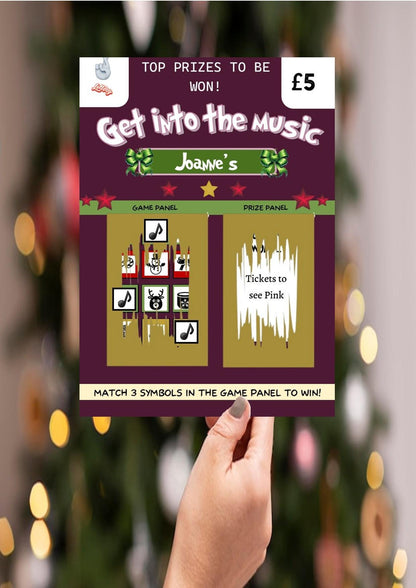 Scratch Card: Surprise, Festival, Music, Concert Reveal Gift, fun gift, Christmas, Festive, Personalised, Scratch to reveal gift