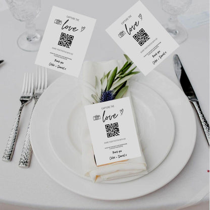 Wedding, Engagement, Birthday QR Code Photo Cards: A7 Guest Photo Sharing - Capture the Love - Personalised - Photo Sharing