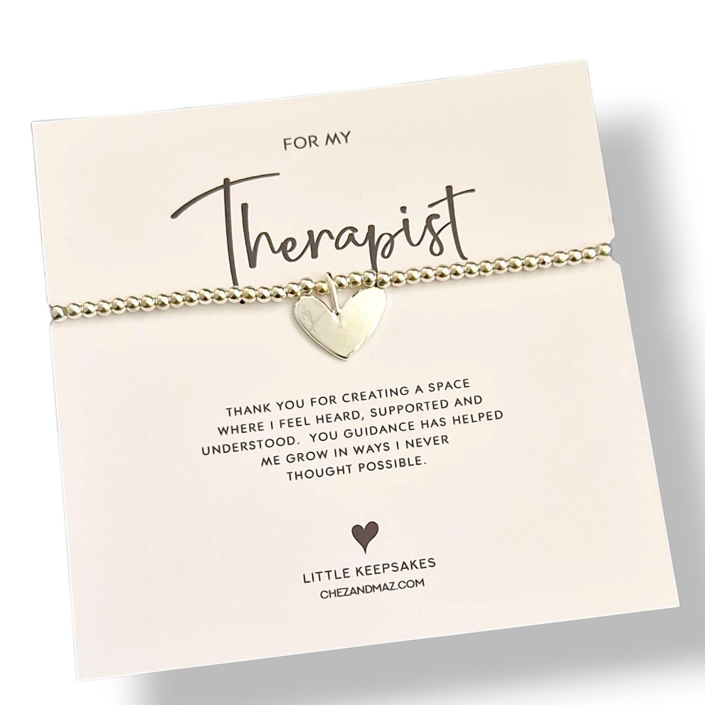 Silver Therapist Bracelet: Inspirational Mental Health Jewellery - Thank you Gift - Counsellor