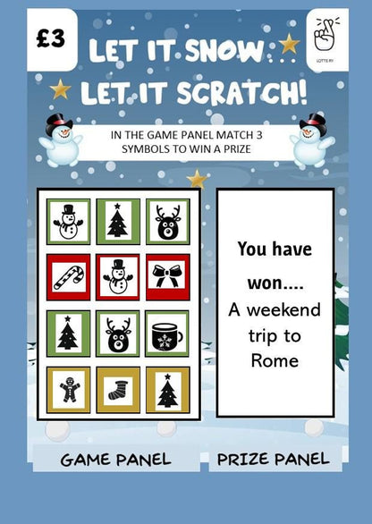 Christmas Scratch Card: Festive Holiday Surprise - Snowman Design - Holiday, Concert, Festival, Surprise Gift