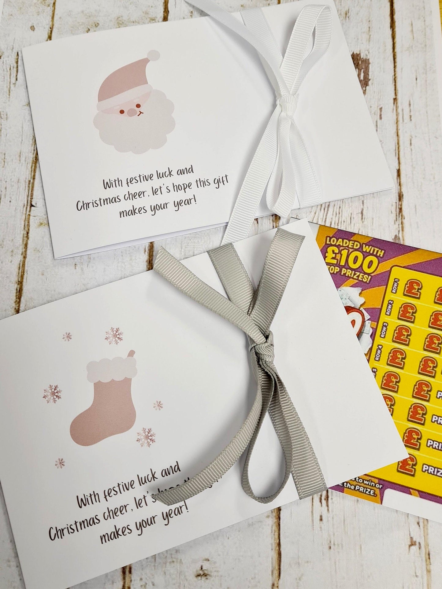 Christmas Novelty Christmas Lottery Ticket Holders-Scratch Card -Table Decoration-Festive-Cracker alternative - 6 Designs-Sil69
