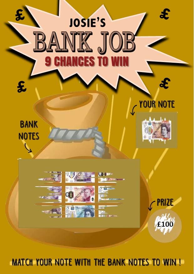 Scratch Card Bank Job Surprise: Surprise Money - Cash, Reveal, fun gift, Christmas, Birthday, Personalised, Scratch to reveal gift
