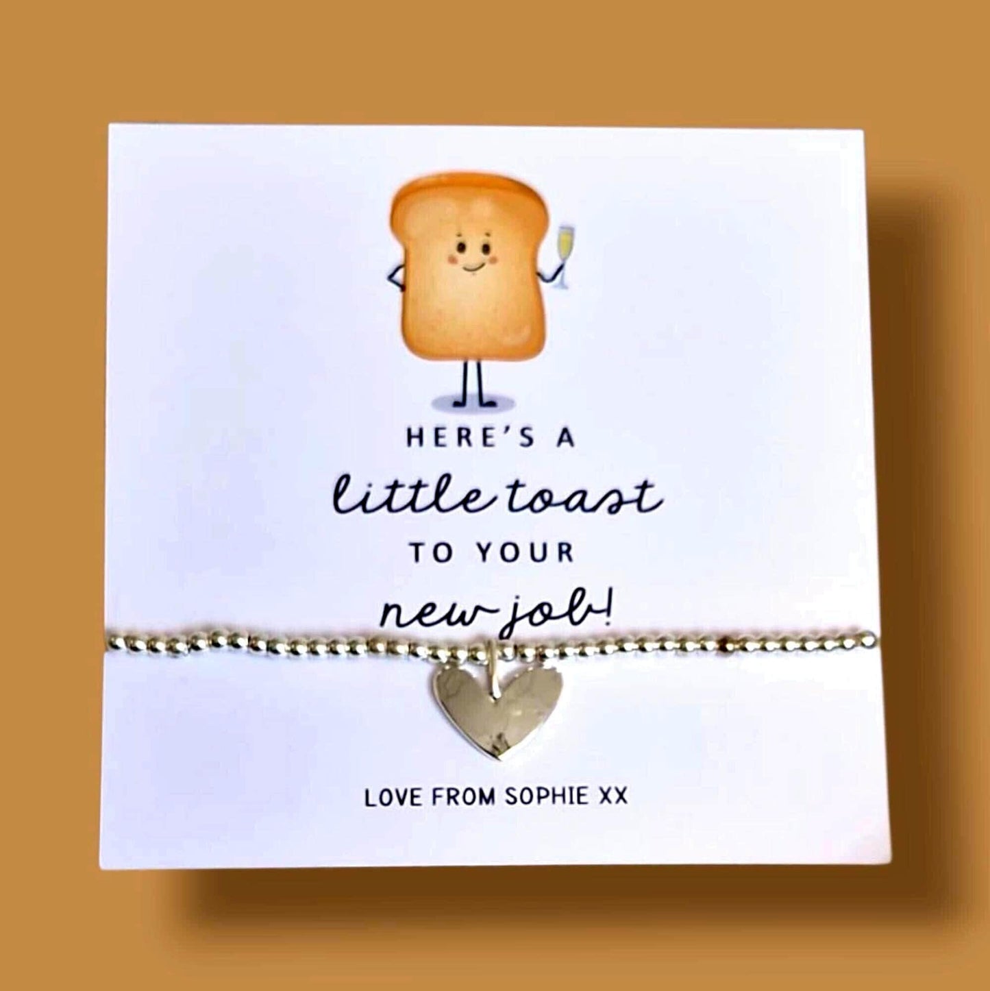 Personalised New Job Silver Bracelet: Funny Congratulations Gift - Toast to your new job