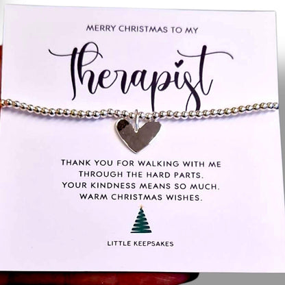 Therapist Bracelet, Christmas Silver Plated : Inspirational Mental Health Jewellery - Thank you Gift Counsellor