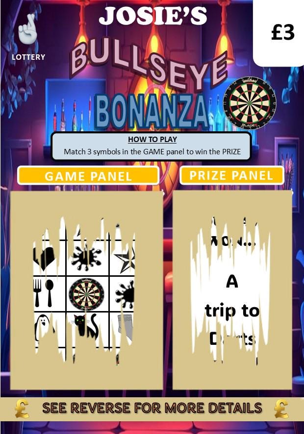 Darts Scratch Off Card: Surprise Gift for Darts players and Darts Fans, fun lotto, Personalised, Christmas, Birthday