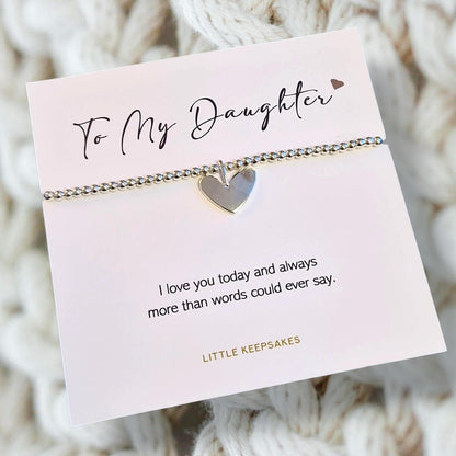 To My Daughter Bracelet Gift for Daughter, Silver Plated Heart Bracelet – Elegant Gift, Special Occasion Jewellery - Christmas, Birthday