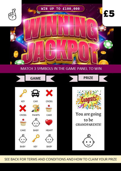 Grandparents, Pregnancy Announcement Scratch Card, Replica Lottery Instant Scratch Ticket, Unique, Baby News, Lotto, Scratch off