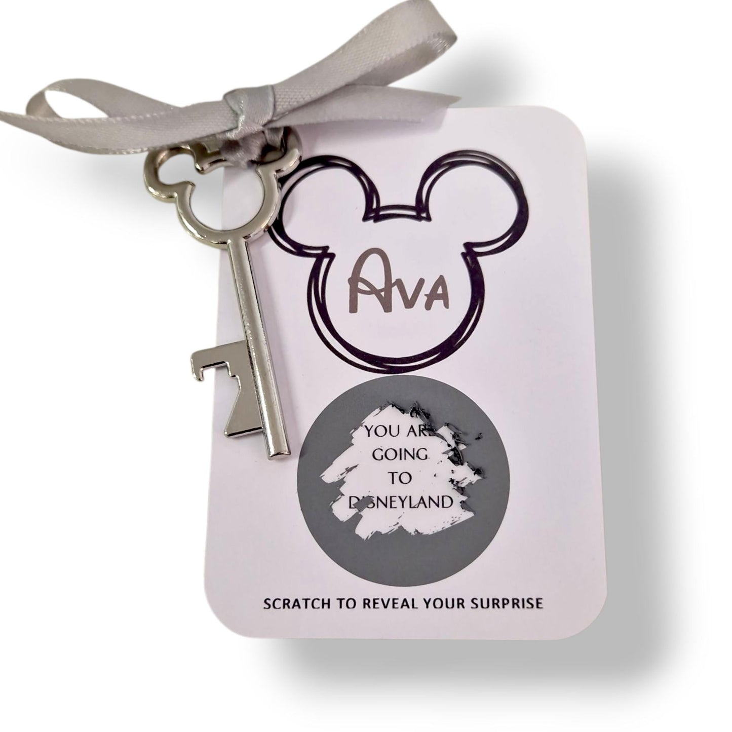 Disney Surprise, Disneyland Paris, Florida, Reveal Scratch Off – Mickey Key Holiday Announcement, Magical Gift, Christmas, Birthday