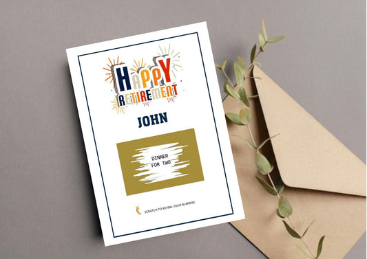 Personalised Retirement Scratch Off Card: Surprise Reveal Gift