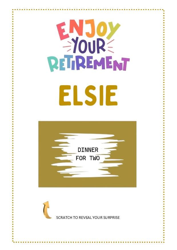Personalised Retirement Scratch Off Card: Surprise Reveal Gift