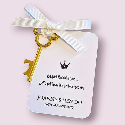 Disney- Princess Themed Hen Do Keys and tags – Perfect for Hen Dos, Bridal Parties, Bachelorettes  - Bibbidi Bobbodi Boo