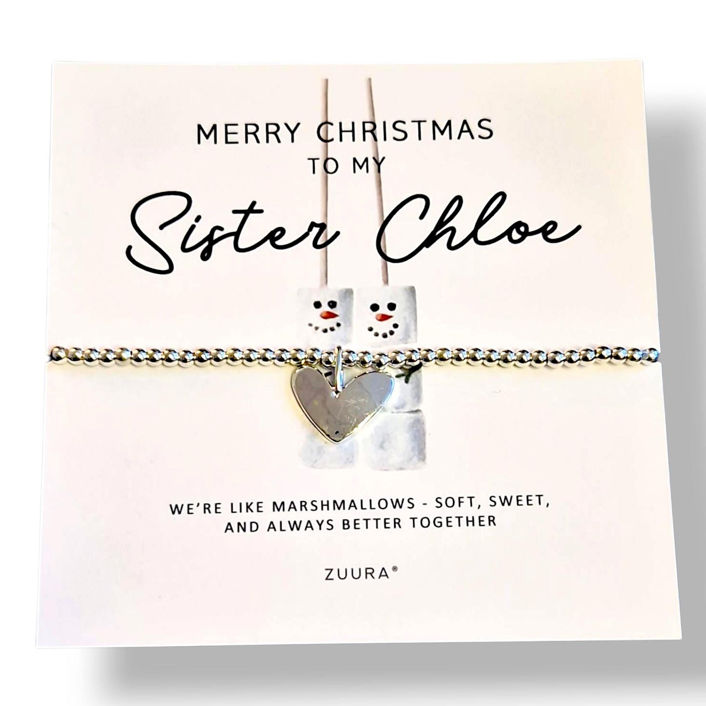 Christmas Gift Bracelet – Funny Marshmallow Silver-Plated Bracelet – Cute Christmas Gift for Best Friend, Sister, Mum, Daughter Personalised