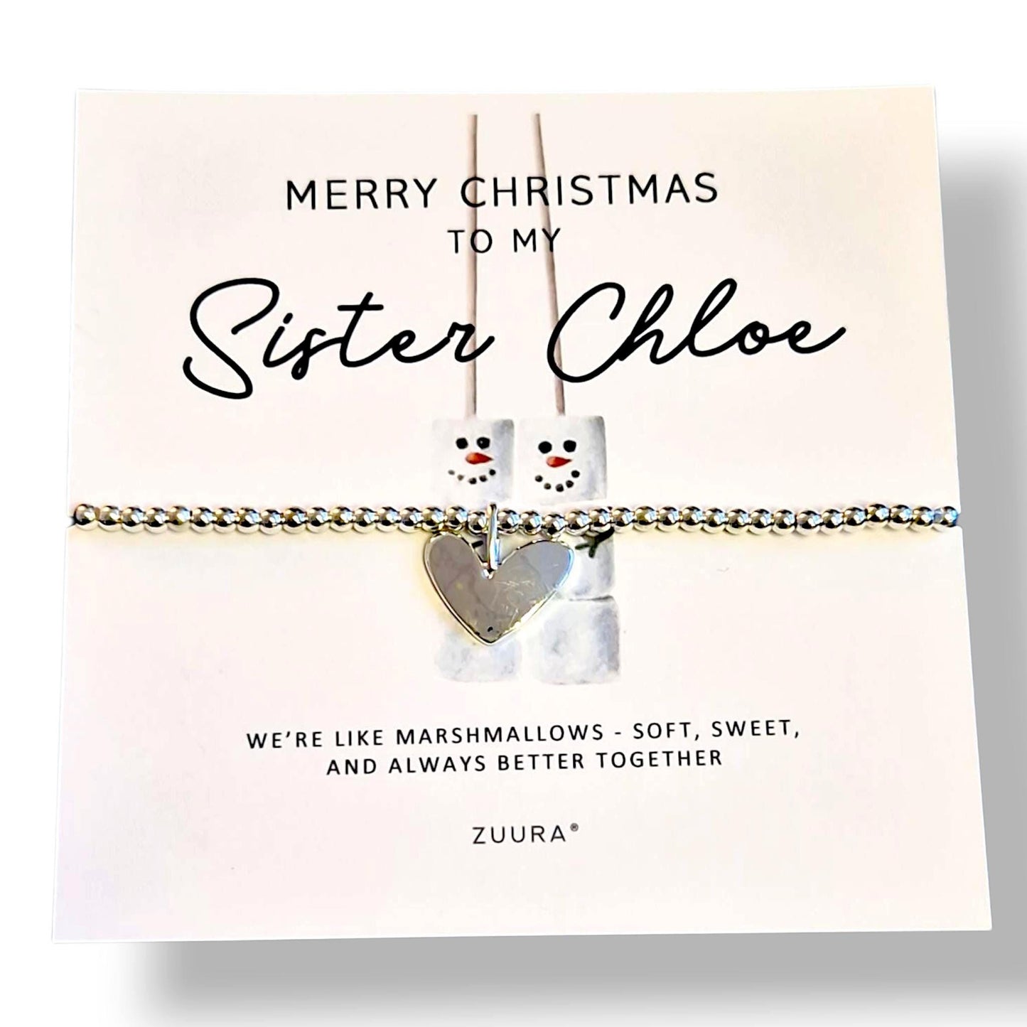 Christmas Gift Bracelet – Funny Marshmallow Silver-Plated Bracelet – Cute Christmas Gift for Best Friend, Sister, Mum, Daughter Personalised