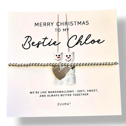 Christmas Gift Bracelet – Funny Marshmallow Silver-Plated Bracelet – Cute Christmas Gift for Best Friend, Sister, Mum, Daughter Personalised