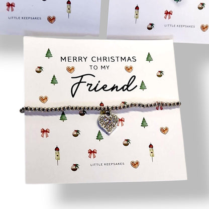 Merry Christmas  Diamante Wish Bracelet – Mu, friend, sister, bestie colleague, Stocking Filler, Secret Santa, Gift for Her