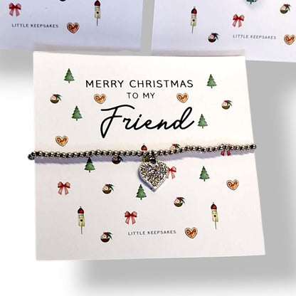 Merry Christmas  Diamante Wish Bracelet – Mu, friend, sister, bestie colleague, Stocking Filler, Secret Santa, Gift for Her