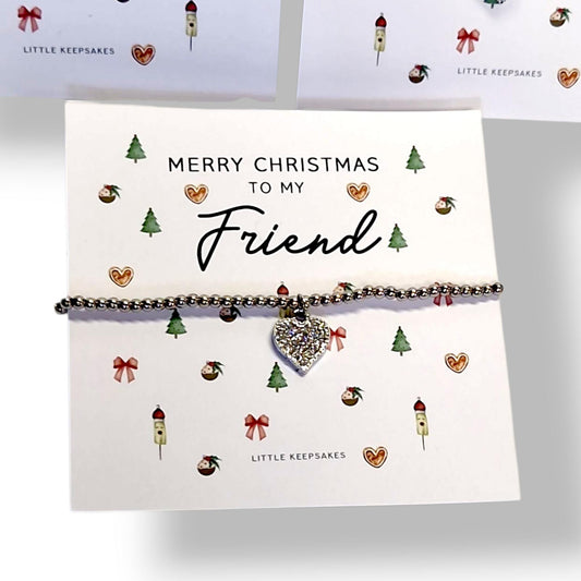 Merry Christmas  Diamante Wish Bracelet – Mu, friend, sister, bestie colleague, Stocking Filler, Secret Santa, Gift for Her