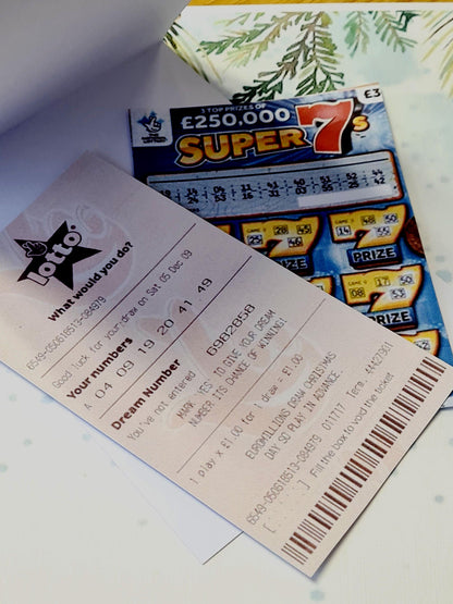 Christmas Lottery Ticket Holders – Scratch Card Gift – Holiday Party Favour – Festive Houses and Trees – e Stocking Filler HS3
