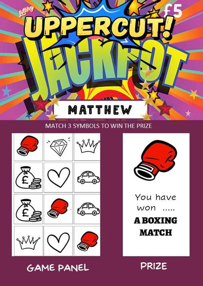 Scratchcard - Boxing - Boxing Themed - Match- Scratch Off Card: Surprise Gift for Boxing Fans, fun lotto, Personalised, Christmas, Birthday