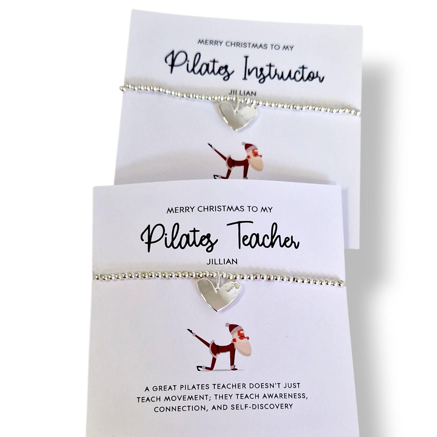 Pilates Teacher, Instructor I Christmas Gift | Silver Bracelet I Encouragement I Fun Gift I Thank you I Quote I Personalised
