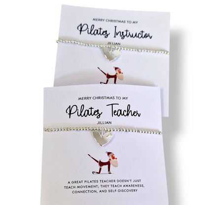 Pilates Teacher, Instructor I Christmas Gift | Silver Bracelet I Encouragement I Fun Gift I Thank you I Quote I Personalised
