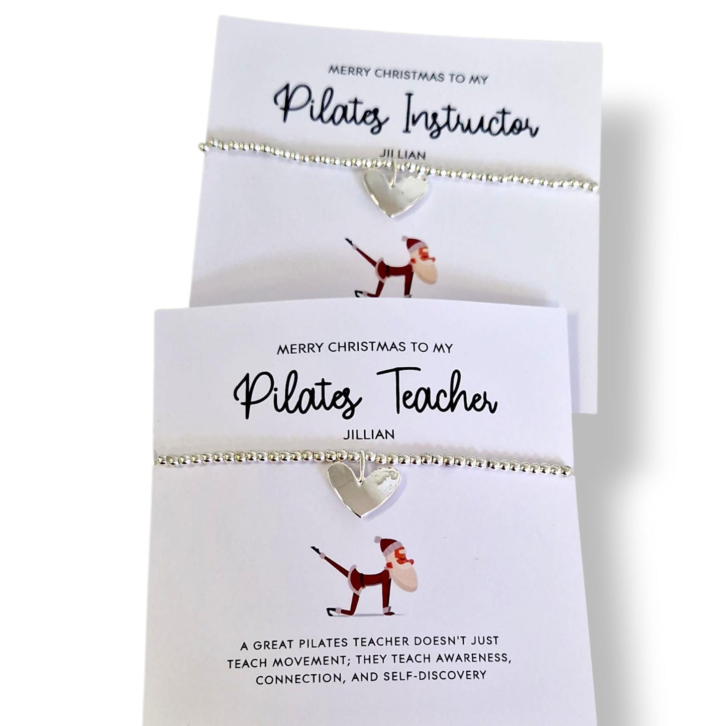 Pilates Teacher, Instructor I Christmas Gift | Silver Bracelet I Encouragement I Fun Gift I Thank you I Quote I Personalised