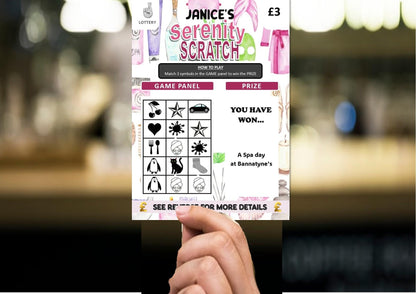 Scratch Card: Surprise Spa Day, Spa Weekend, Holiday, Gift, fun gift, Christmas, Birthday, Personalised, Scratch to reveal gift