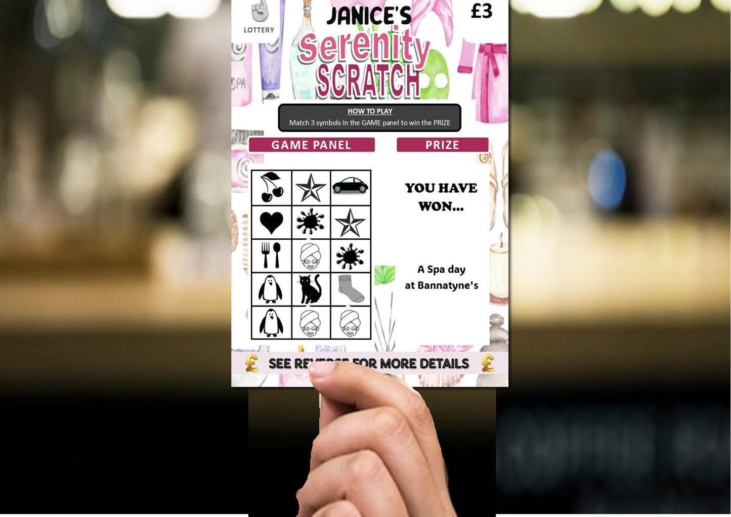 Scratch Card: Surprise Spa Day, Spa Weekend, Holiday, Gift, fun gift, Christmas, Birthday, Personalised, Scratch to reveal gift