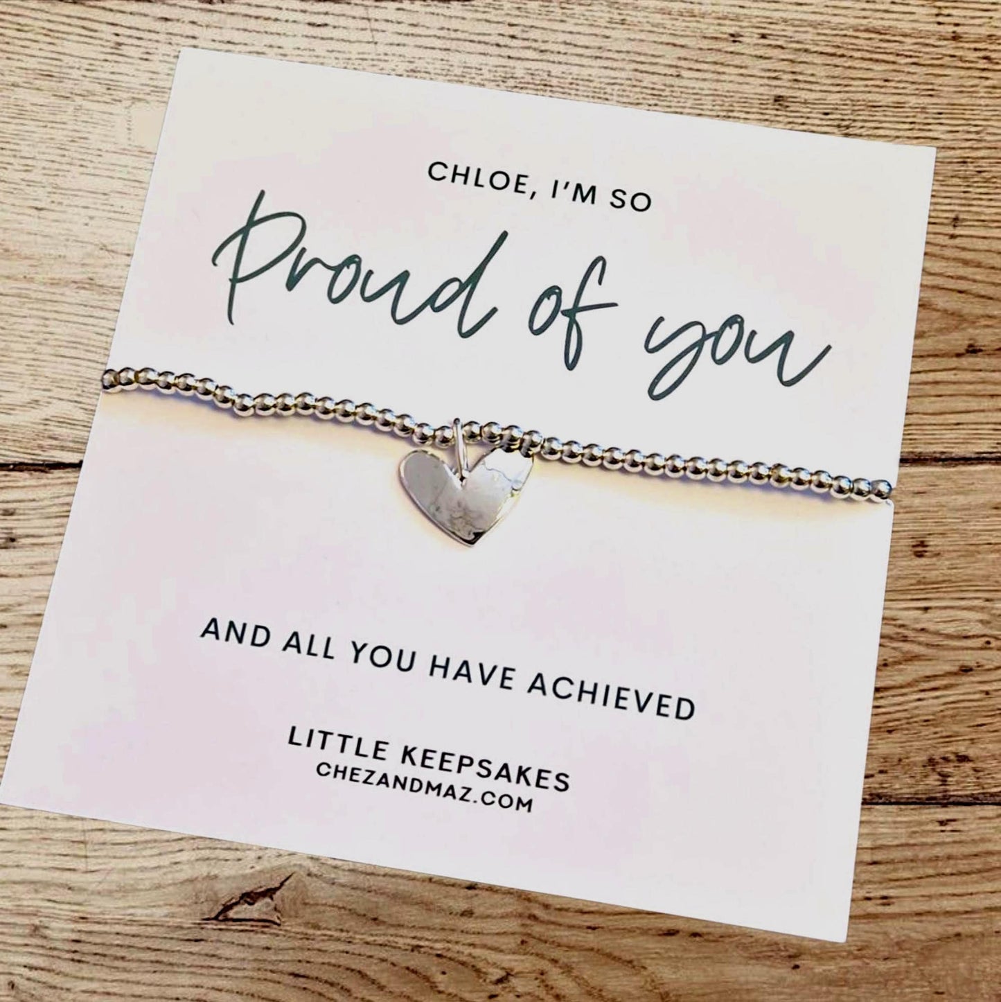 I'm So Proud of You Gift: Silver Plated Heart Charm Bracelet - We are so proud of you