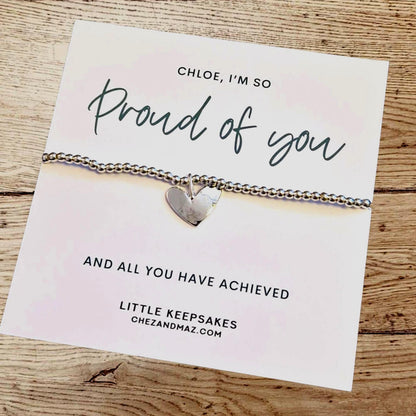 I'm So Proud of You Gift: Silver Plated Heart Charm Bracelet - We are so proud of you