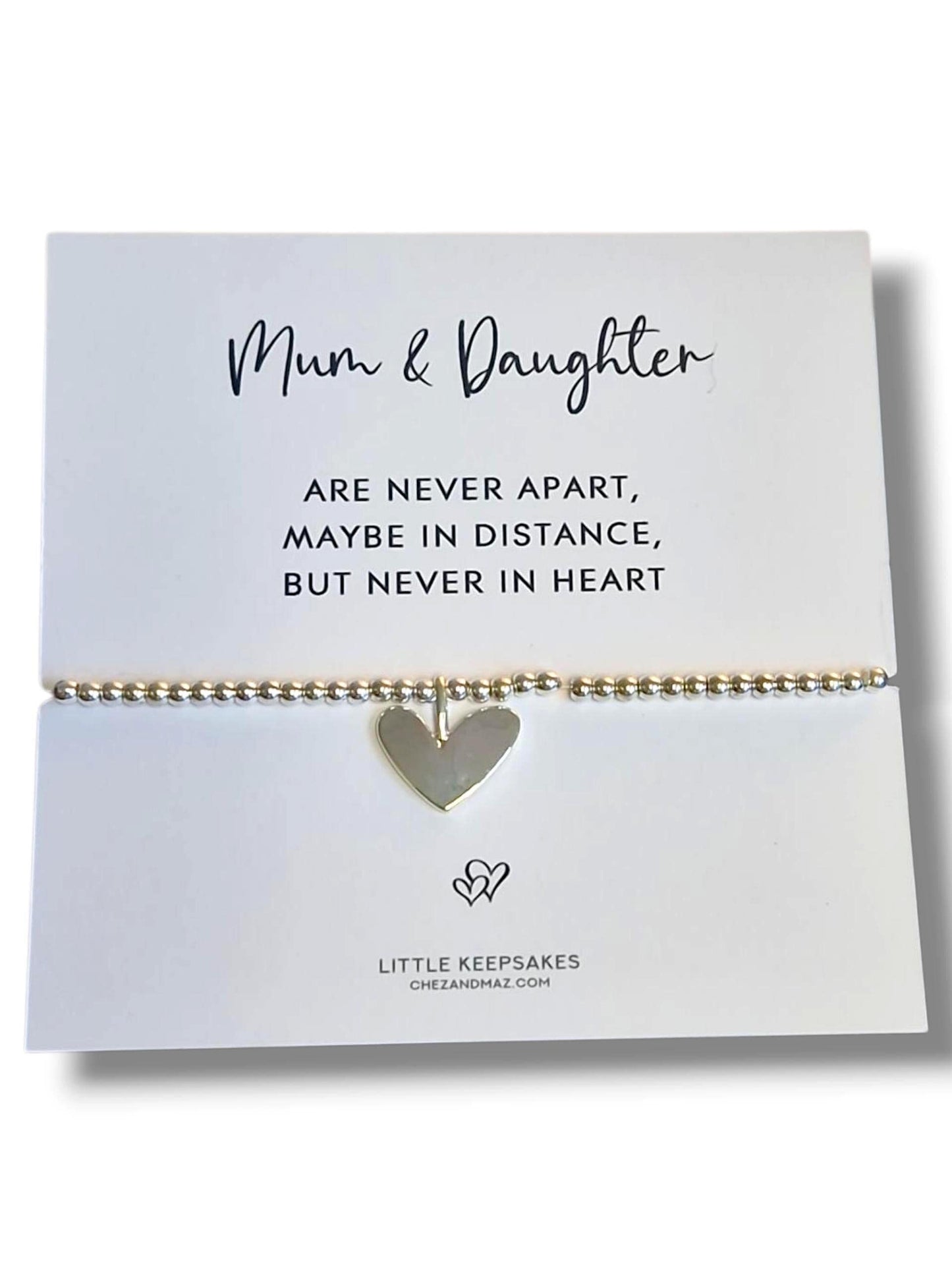 Silver Plated Mum & Daughter Heart Charm Bracelet: Mother-Daughter Jewelry Gift