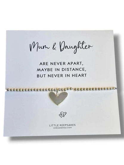 Silver Plated Mum & Daughter Heart Charm Bracelet: Mother-Daughter Jewelry Gift
