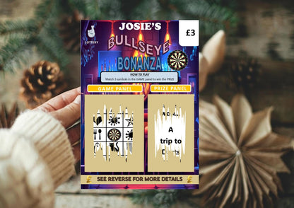 Darts Scratch Off Card: Surprise Gift for Darts players and Darts Fans, fun lotto, Personalised, Christmas, Birthday