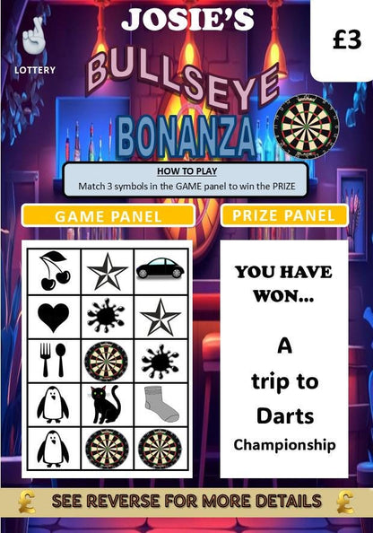 Darts Scratch Off Card: Surprise Gift for Darts players and Darts Fans, fun lotto, Personalised, Christmas, Birthday