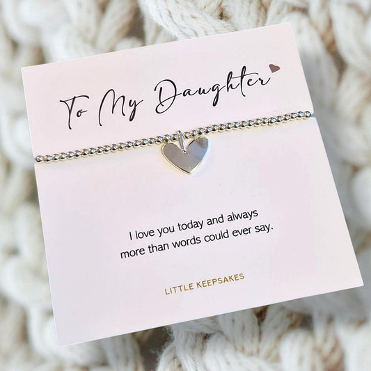 To My Daughter Bracelet Gift for Daughter, Silver Plated Heart Bracelet – Elegant Gift, Special Occasion Jewellery - Christmas, Birthday