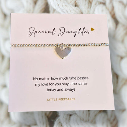 Special Daughter Bracelet Gift for Daughter, Silver Plated Heart Bracelet – Elegant Gift, Special Occasion Jewellery - Christmas, Birthday