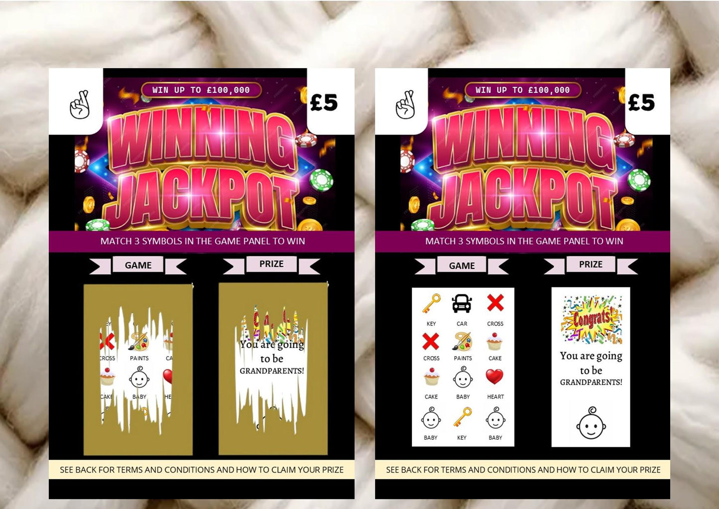 Grandparents, Pregnancy Announcement Scratch Card, Replica Lottery Instant Scratch Ticket, Unique, Baby News, Lotto, Scratch off