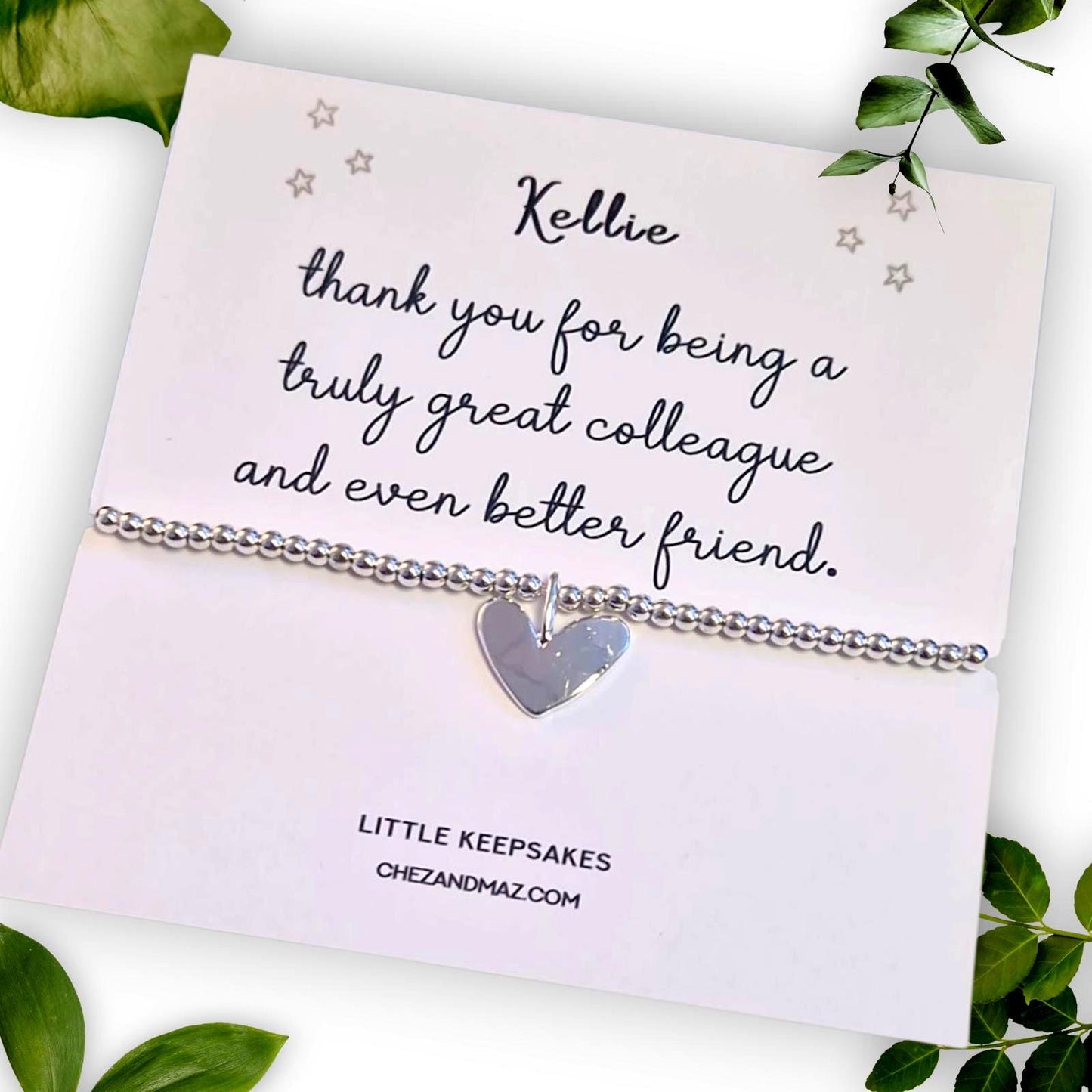 Silver Plated Heart Charm Bracelet: Colleague Friendship Gift - Christmas - Birthday - Leaving Gift