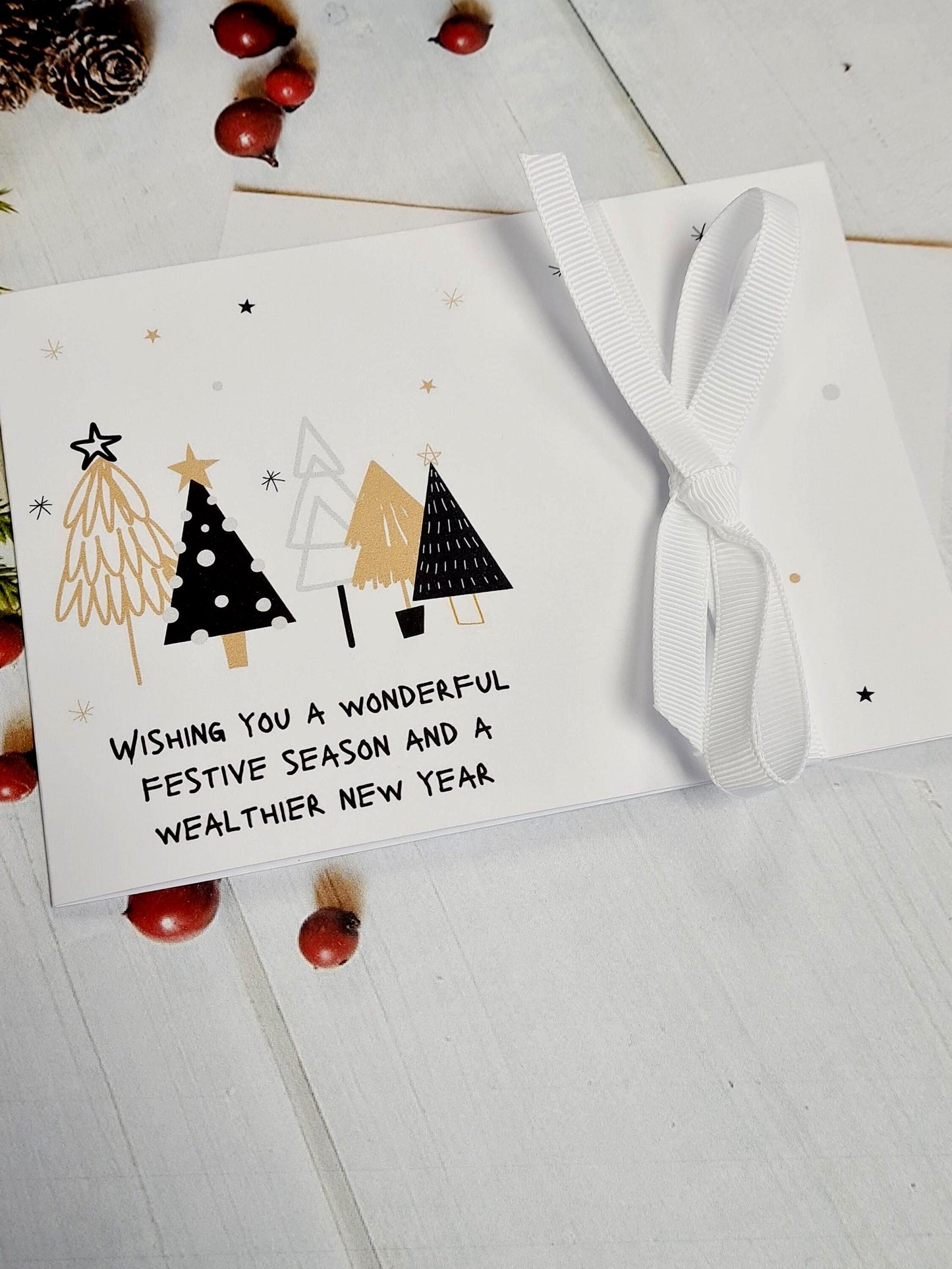 Christmas Lottery Ticket Holders – Scratch Card Gift – Holiday Party Favour – Festive Houses and Trees – e Stocking Filler HS3