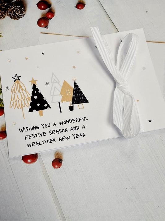Christmas Lottery Ticket Holders – Scratch Card Gift – Holiday Party Favour – Festive Houses and Trees – e Stocking Filler HS3